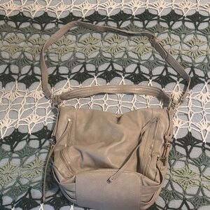 Gray Vegan Leather Shoulder Bag